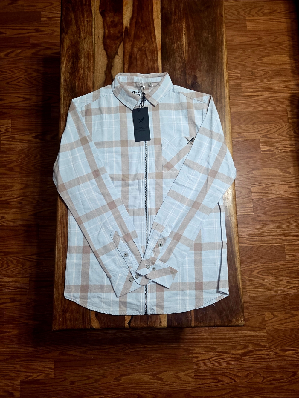 Distorted People Men's Plaid Zip-Up Shirt